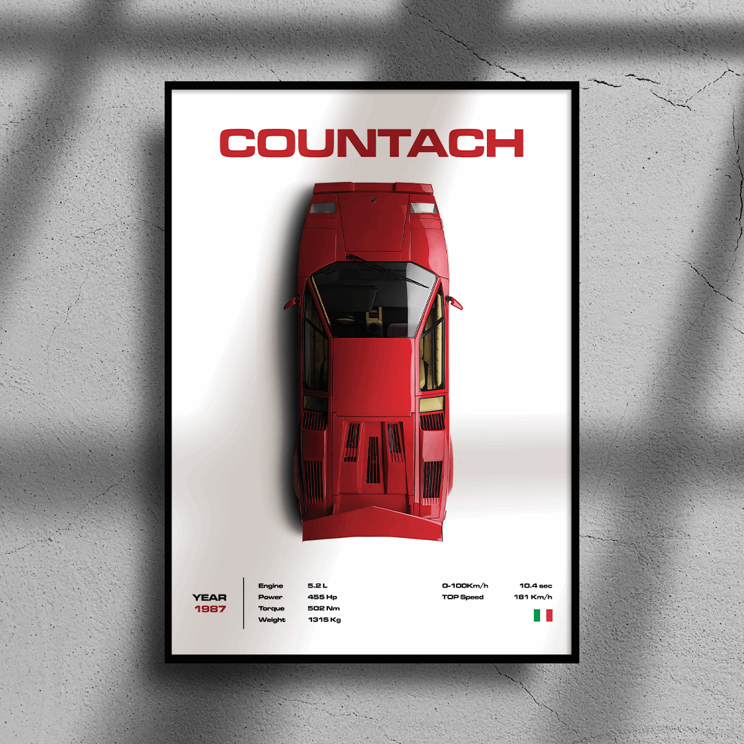 Red Lamborghini Countach Poster