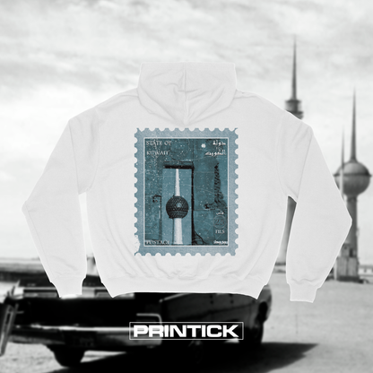 Kuwait Towers Stamp Hoodie – White Edition